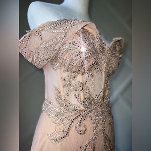 JVN by Jovani Long Off The Shoulders Light Pink Dress